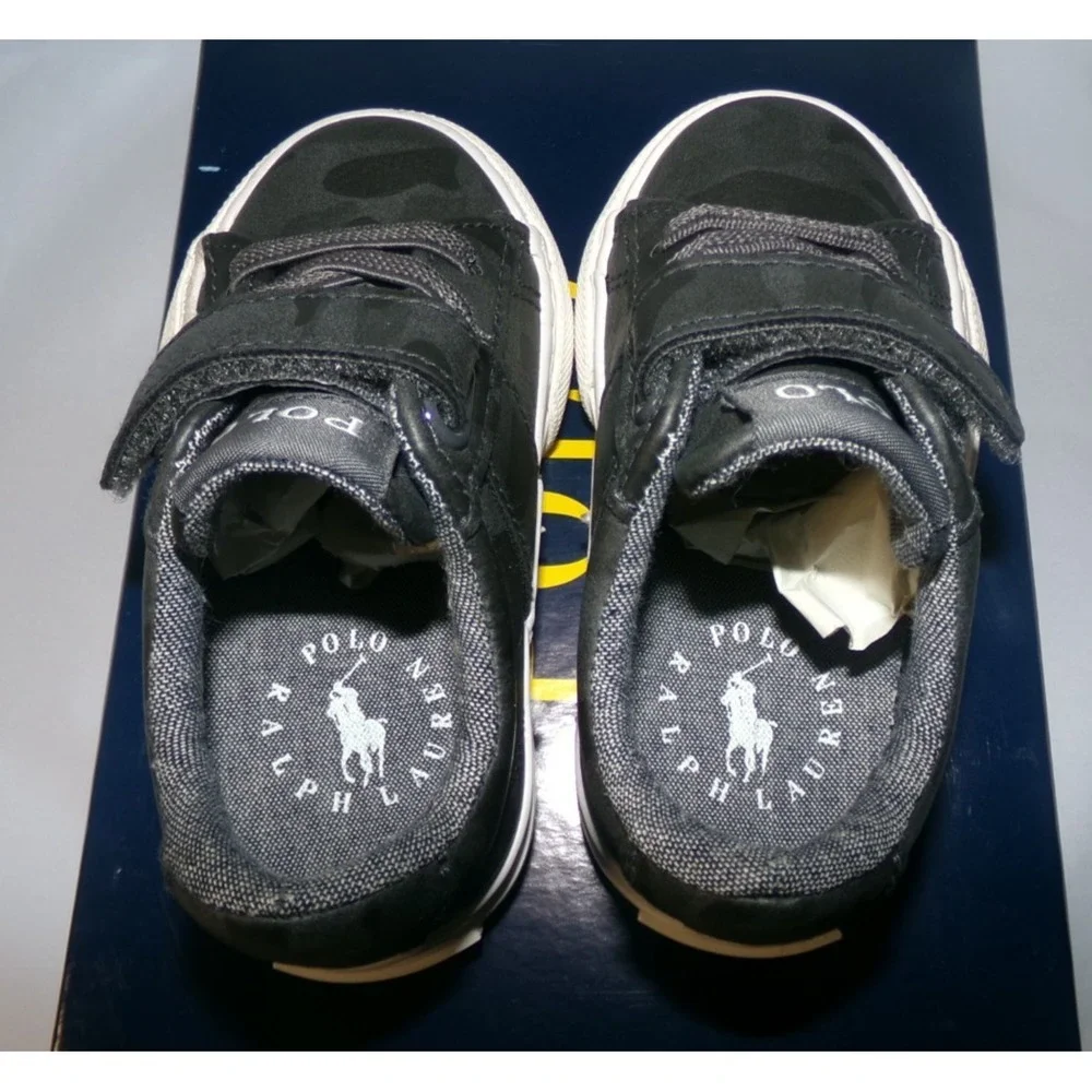 NIB POLO RALPH LAUREN SAYER GREY CAMO SHOES~SZ‎ 4~TODDLER~